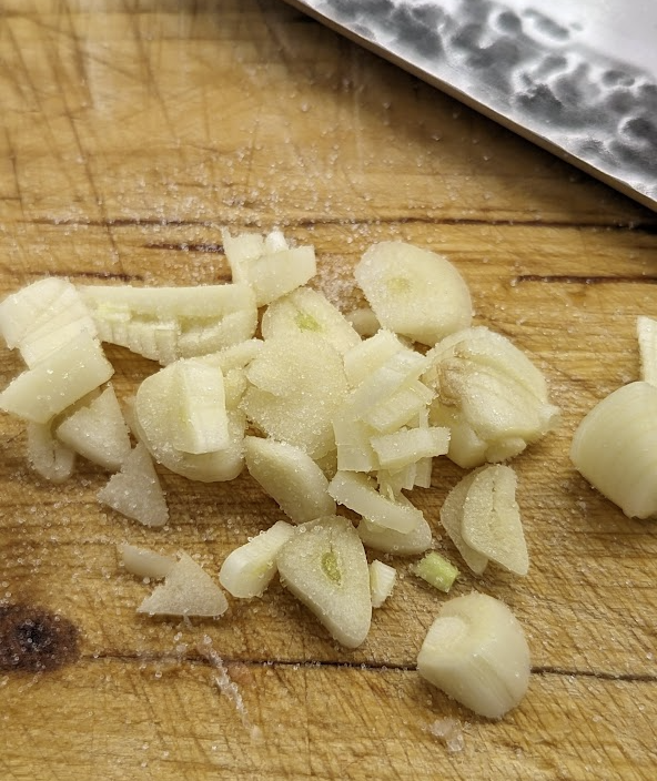 chopped garlic salted